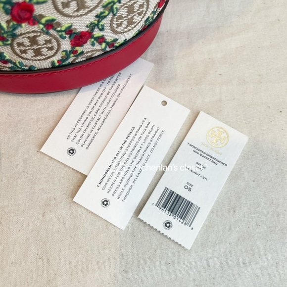 🔥NeW! $498 Tory Burch T Monogram Mini Embroidered Bucket Bag 87062 - Picture 12 of 15